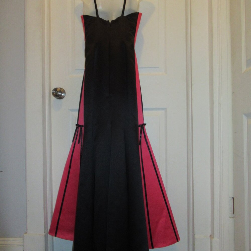 Gunne Sax Trumpet Dress Mermaid Gown Rose Red Black 5/6 Jessica McClintock Bows